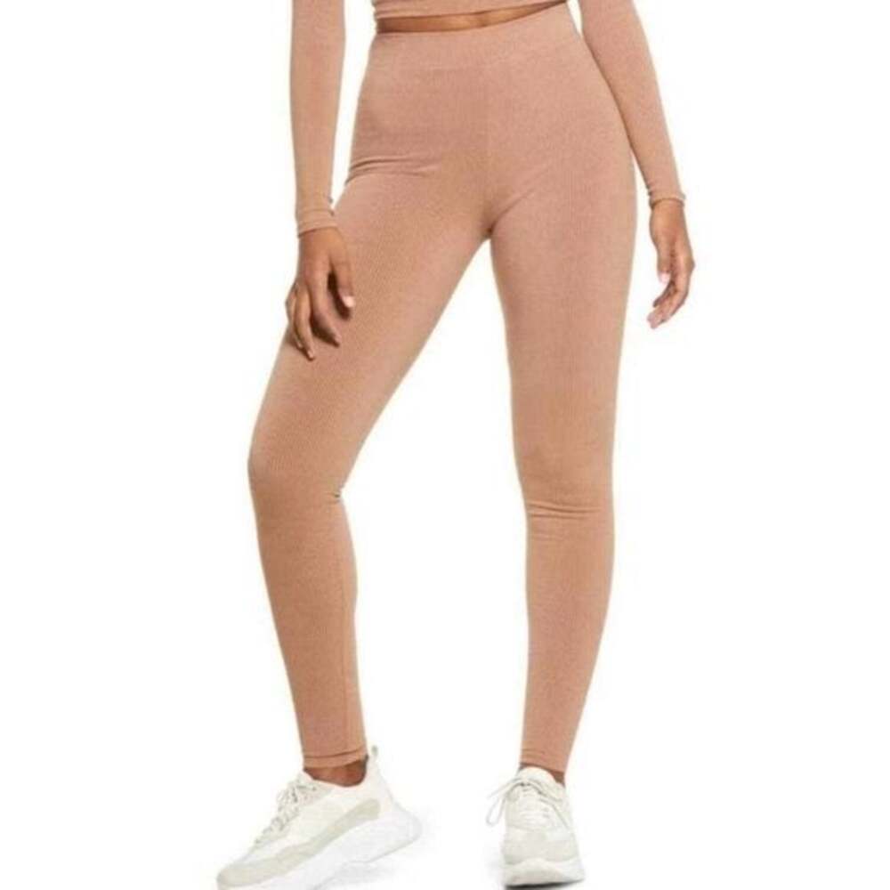 Naked Wardrobe Oh So Snatched Ribbed Leggings in Coco Size Medium NEW